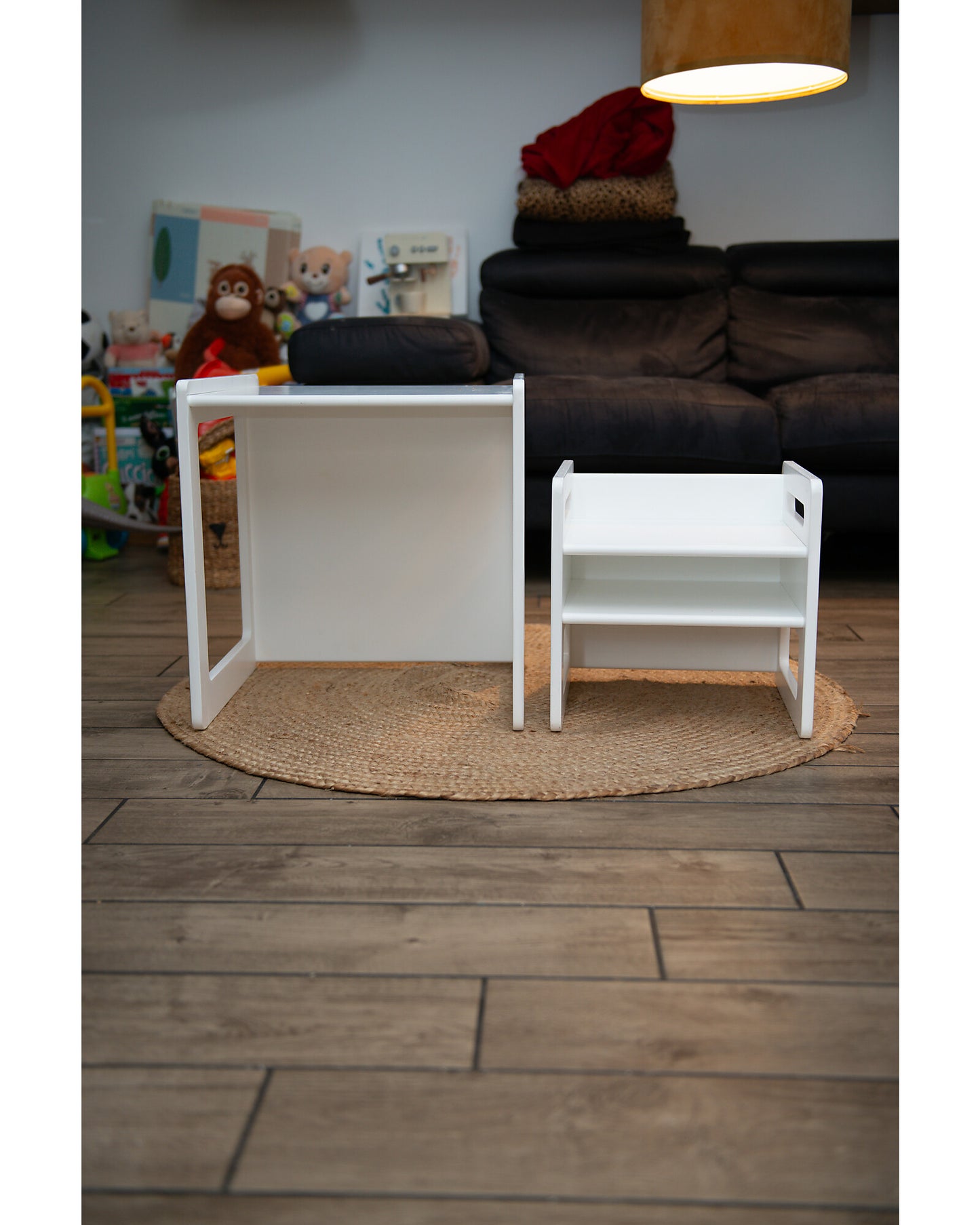Uttivo-Set Tavolo+Sedia Montessori Evolutivi - Bianco - Cresce Con Il Tuo Bambino