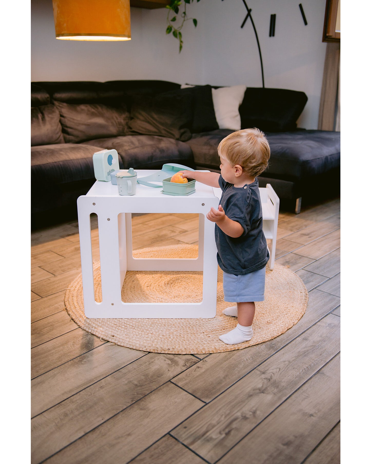 Uttivo-Set Tavolo+Sedia Montessori Evolutivi - Bianco - Cresce Con Il Tuo Bambino