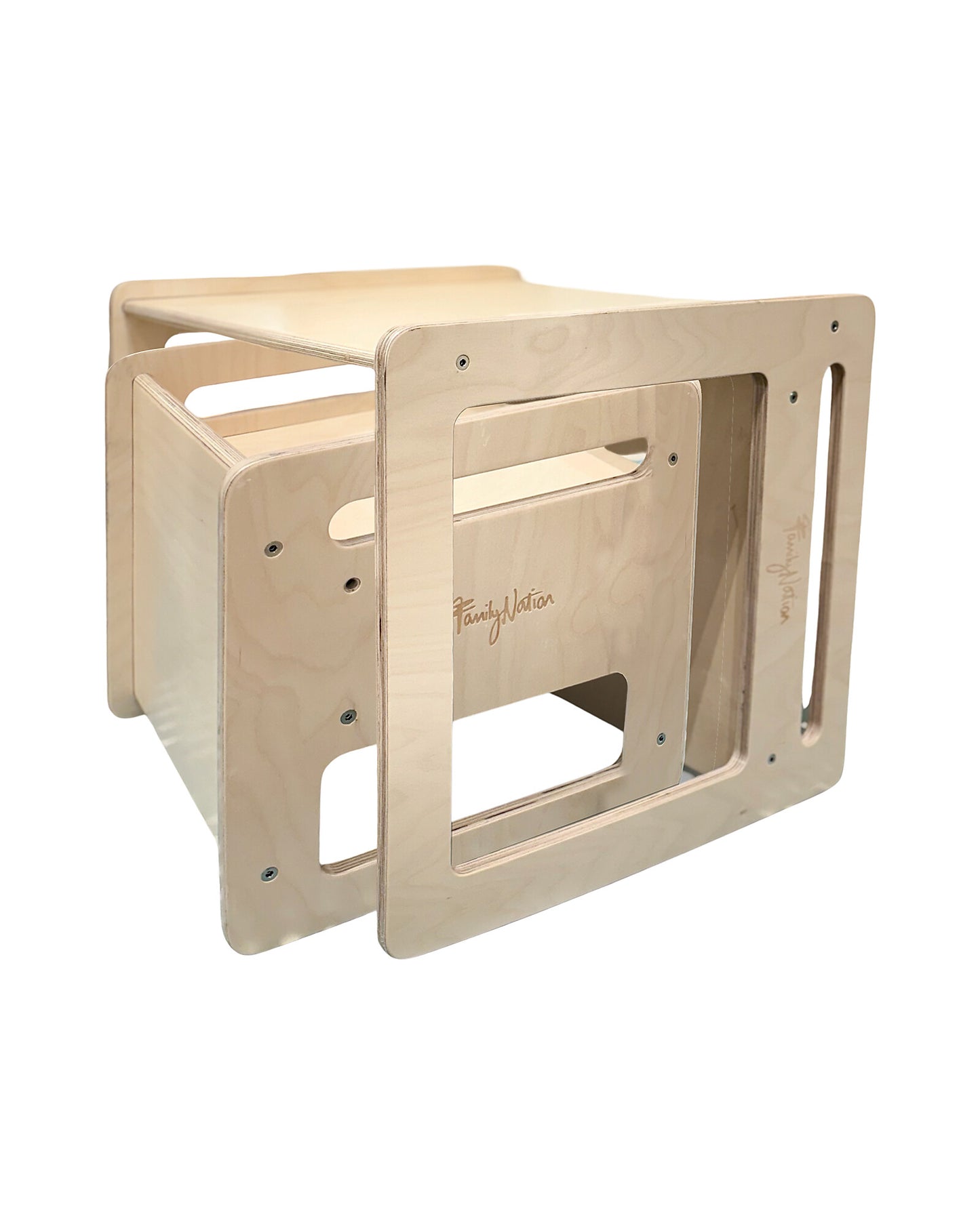 Set Tavolo+Sedia Montessori Evolutivi - Natural - Legno di Betulla - Cresce Con Il Tuo Bambino