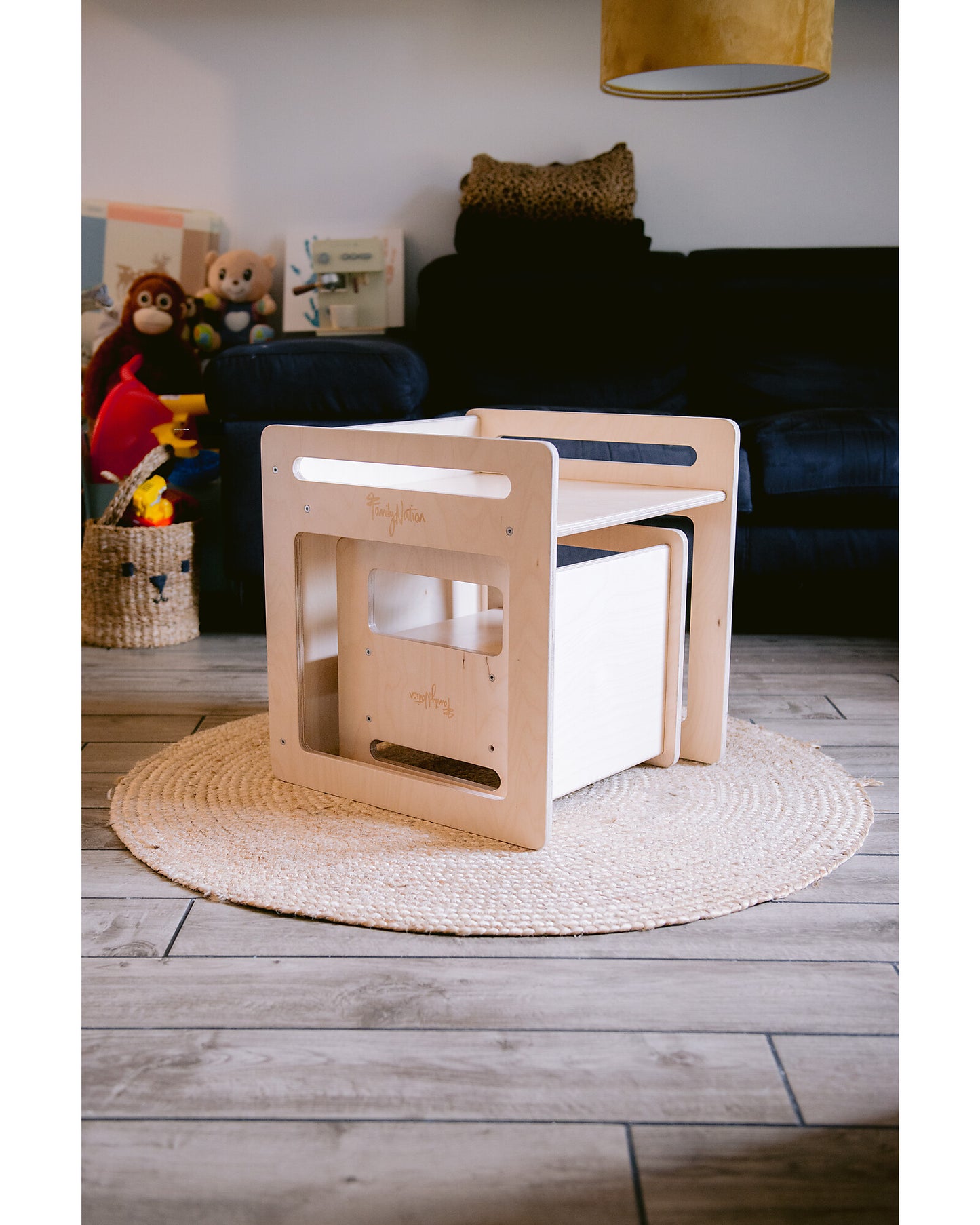 Set Tavolo+Sedia Montessori Evolutivi - Natural - Legno di Betulla - Cresce Con Il Tuo Bambino