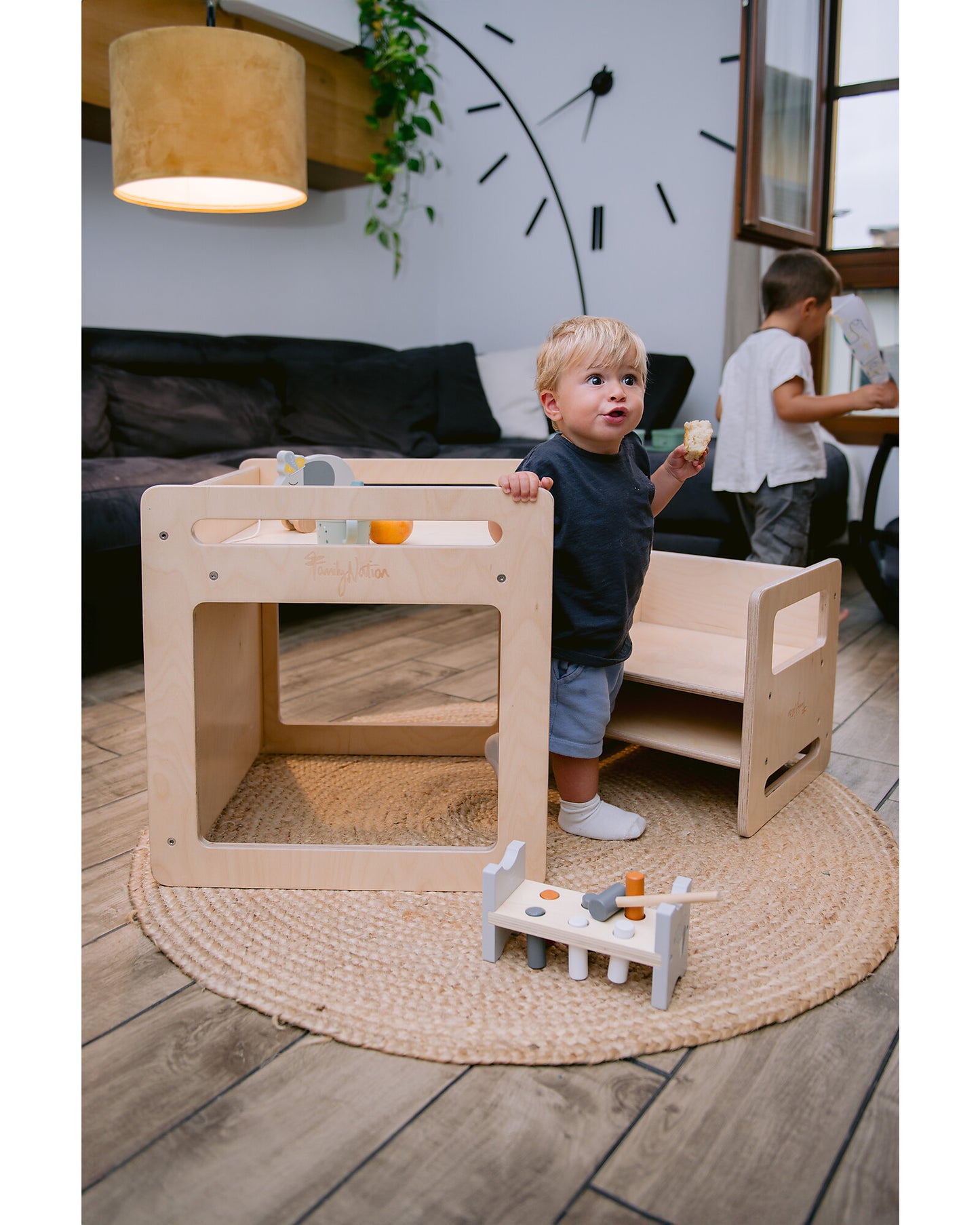 Set Tavolo+Sedia Montessori Evolutivi - Natural - Legno di Betulla - Cresce Con Il Tuo Bambino