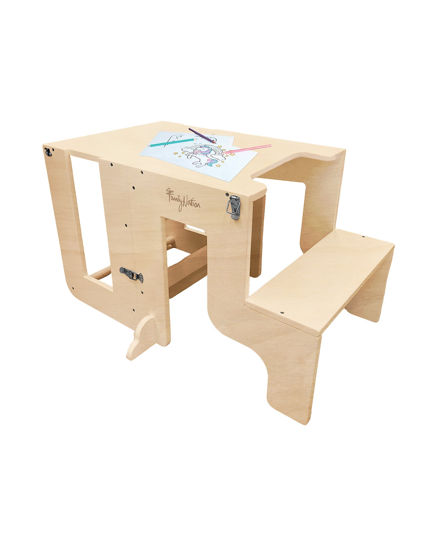 Torre Montessori 2 in 1 - Natural - Convertibile in Tavolo+Sedia
