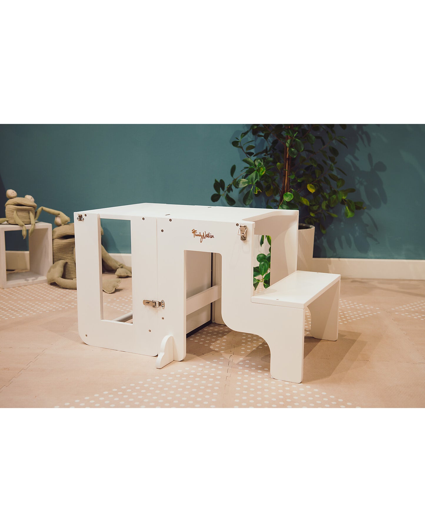 Crica-Torre Montessori 3 in 1 - Bianco - Lavagna Magnetica e Convertibile in Tavolo+Sedia