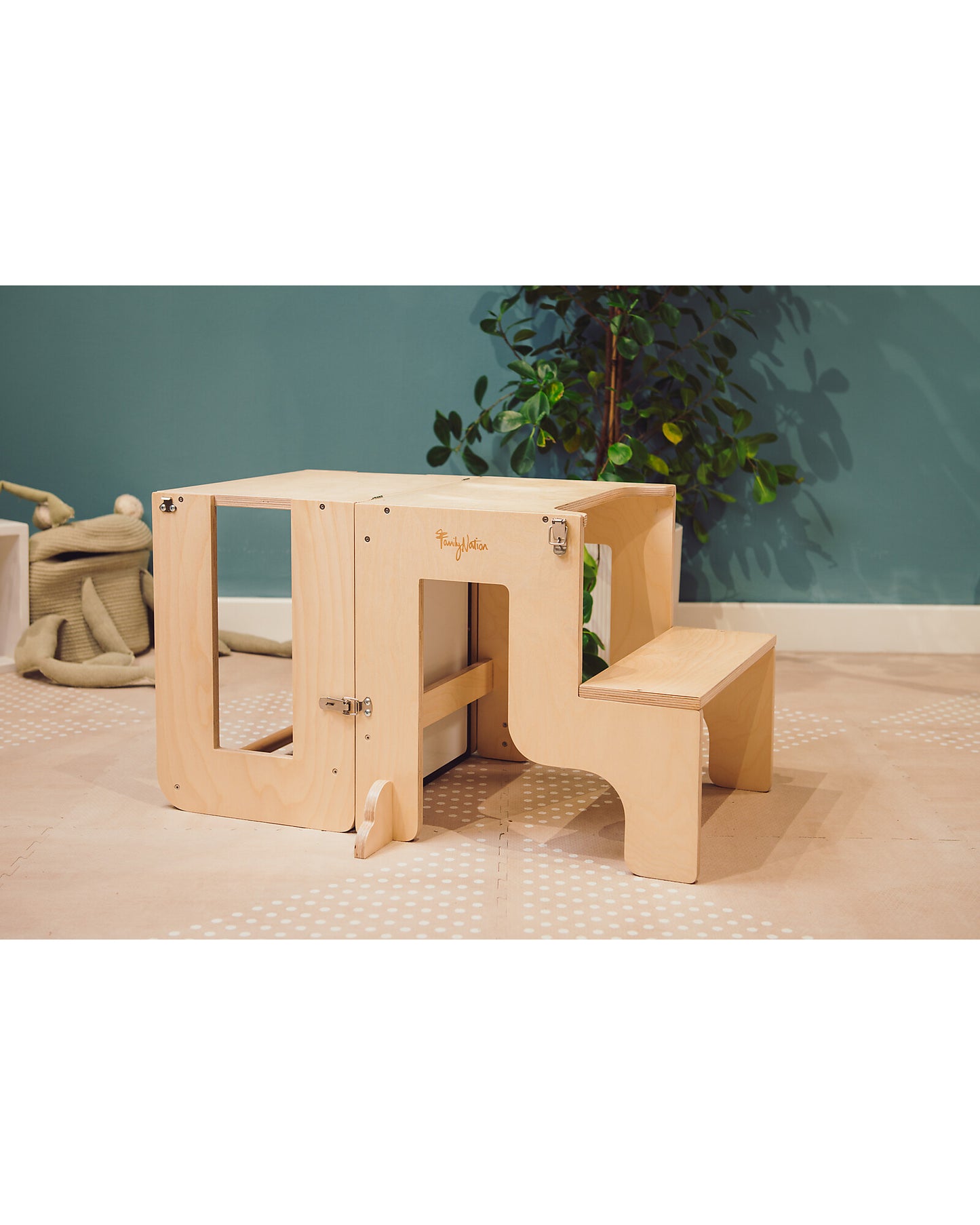 Torre Montessori 3 in 1 - Natural - Lavagna Magnetica e Convertibile in Tavolo+Sedia