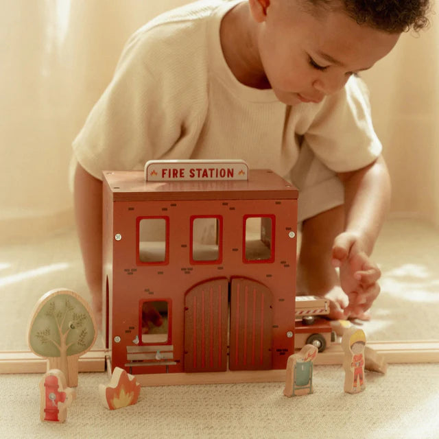 Wooden fire station – Red – Essentials - Scandi Kids Concept Store