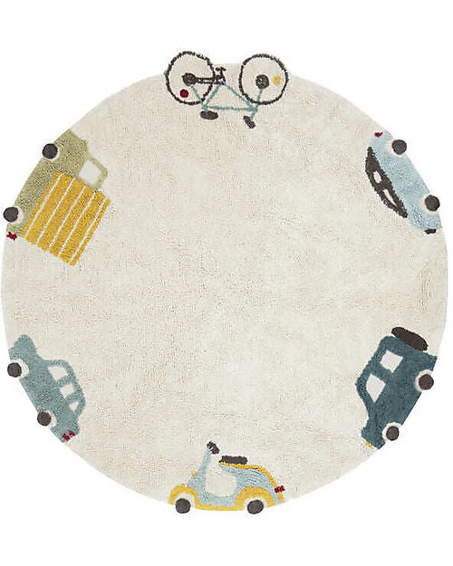 Tappeto Tondo Lavabile Wheels - Eco City - Diametro 140 cm