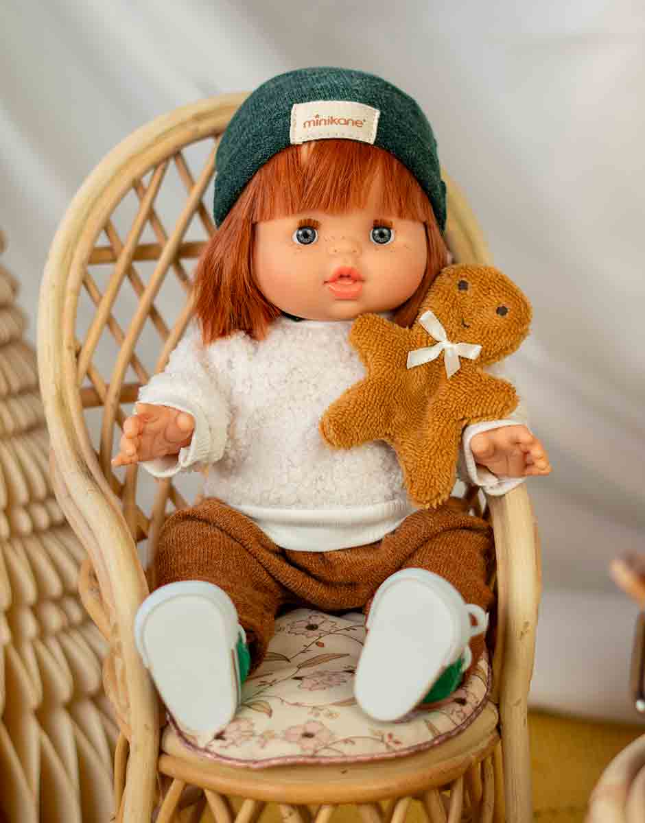 Set 3 pezzi "Gingerbread Man" color caramello con piumino