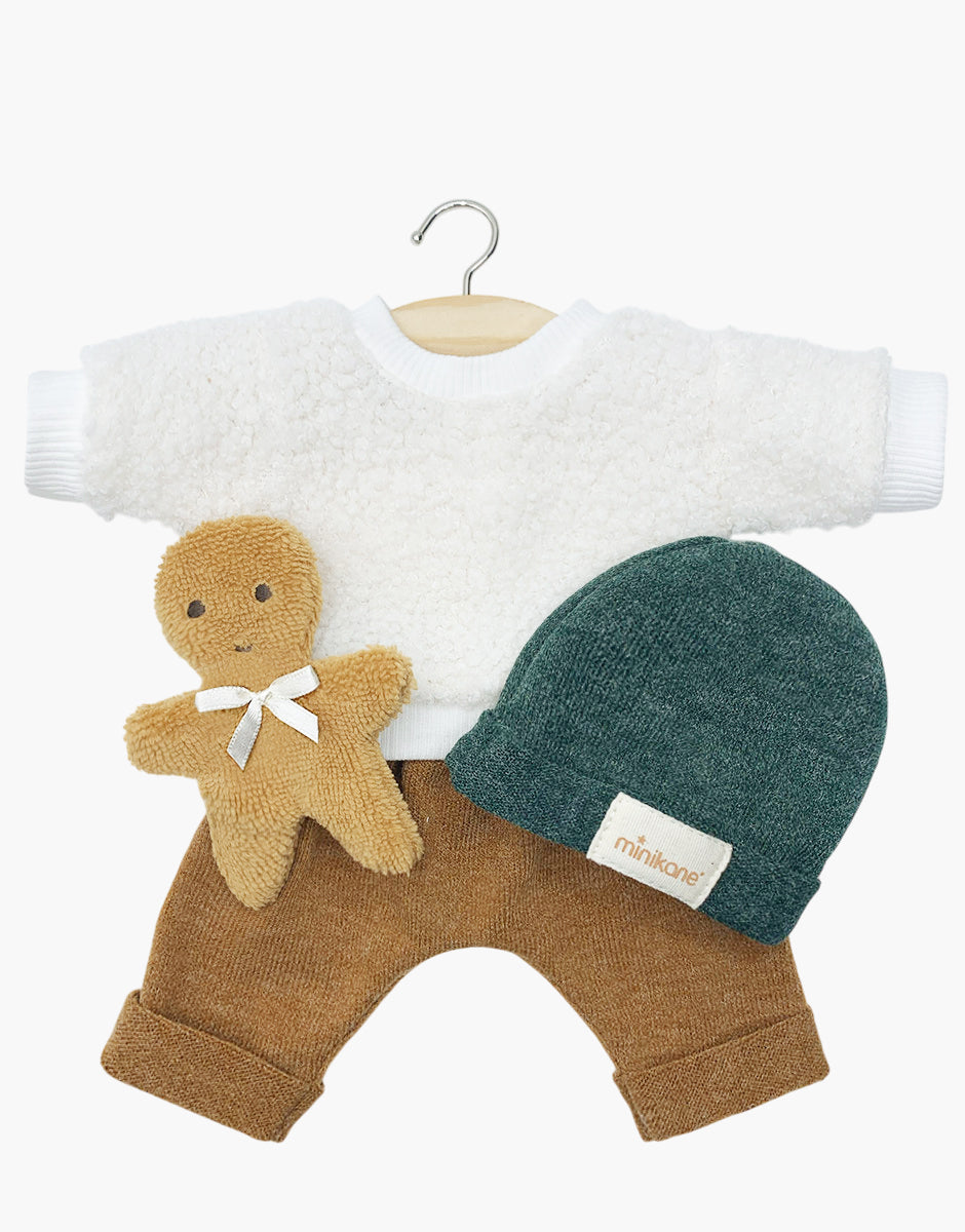 Set 3 pezzi "Gingerbread Man" color caramello con piumino