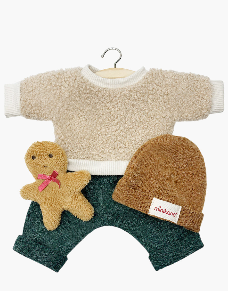 Set 3 pezzi “Gingerbread Man” verde con piumino