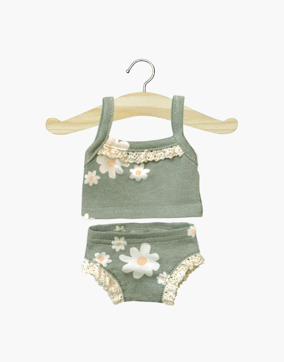 Intimo in jersey per bambina con margherite e pizzo