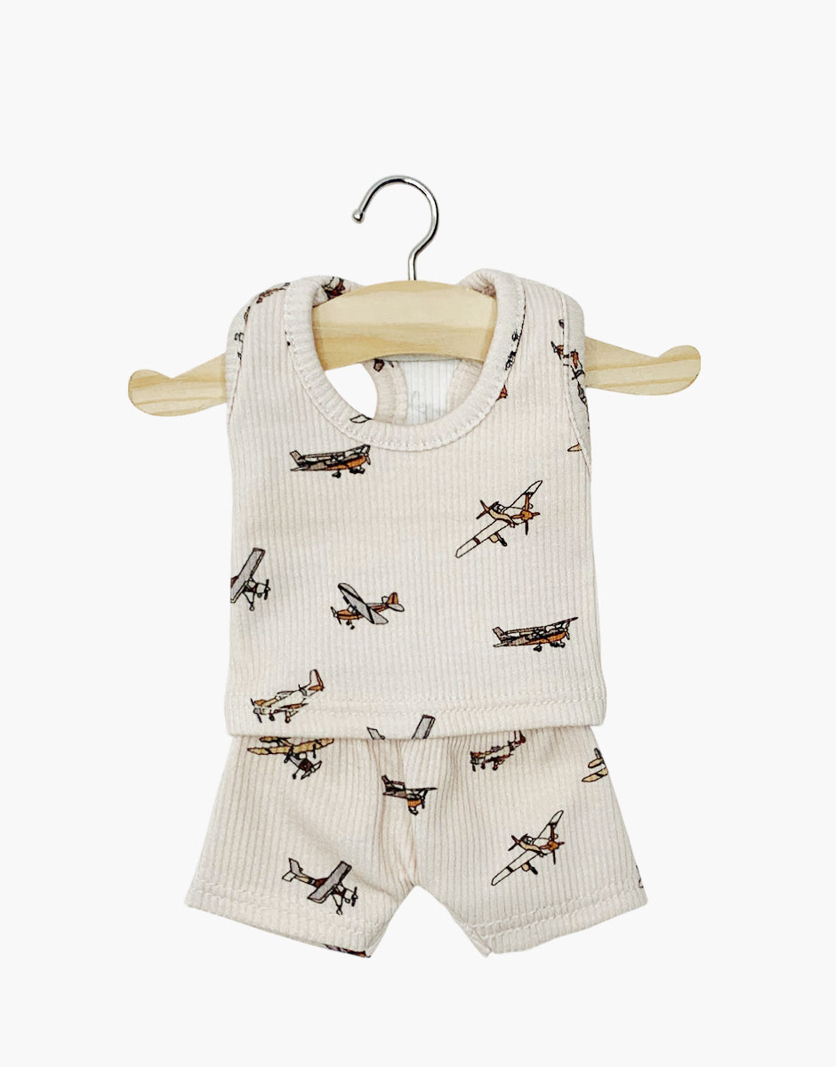 Intimo Marcel a costine con piccoli aerei grigi