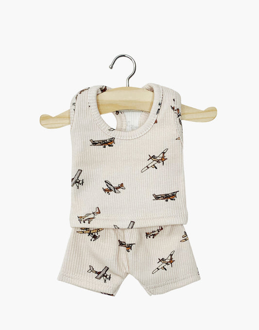Intimo Marcel a costine con piccoli aerei grigi