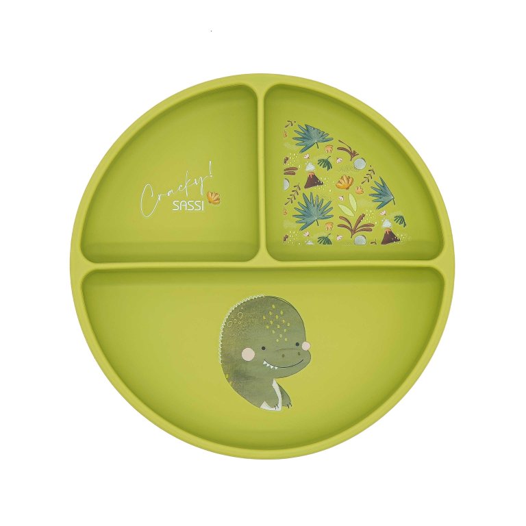 Piatto con ventosa in silicone - Dinosauro Cracky - SASSI