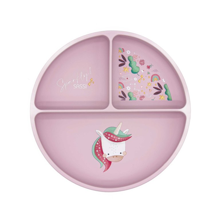 Piatto con ventosa in silicone - Unicorno Sparkly - SASSI