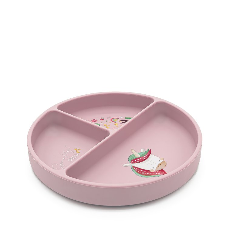 Piatto con ventosa in silicone - Unicorno Sparkly - SASSI