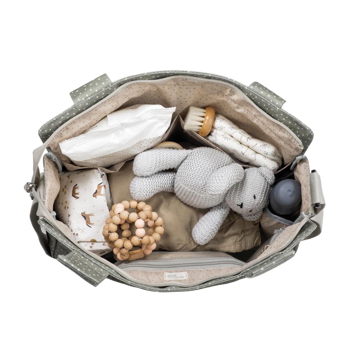 Changing Bag Poppy Moss Pois Verde - Walking mum