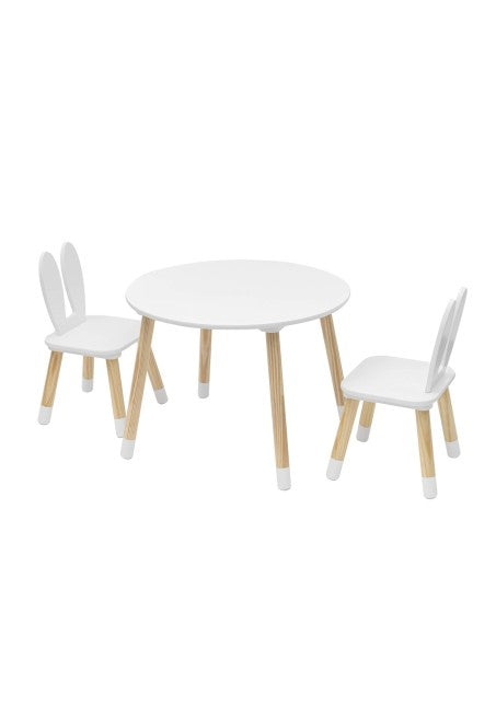 Set tavolino e 2 sedie per bambini rabbit White