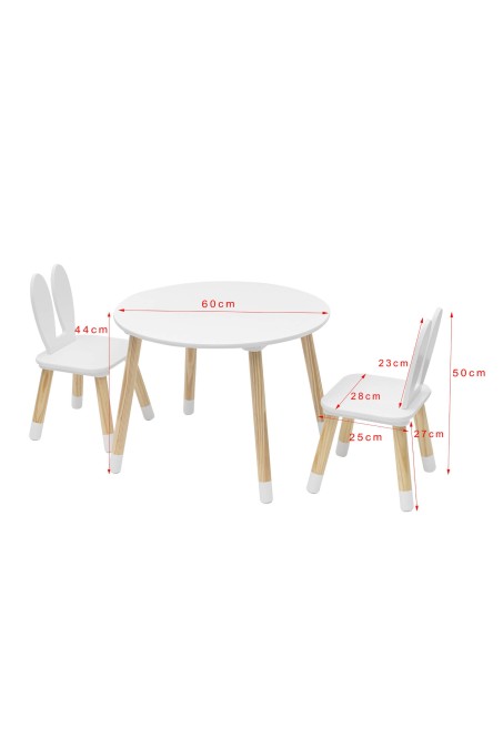 Set tavolino e 2 sedie per bambini rabbit White