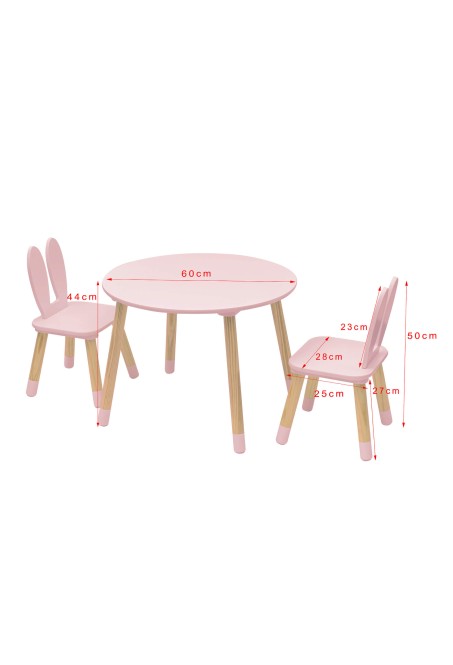 Set tavolino e 2 sedie per bambini rabbit Rosa