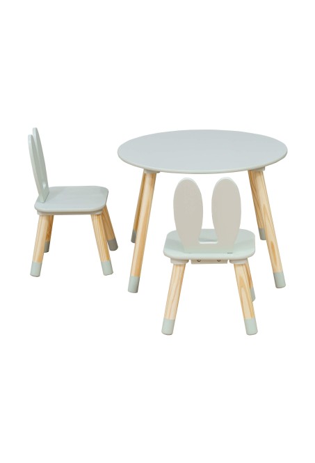 Set tavolino e 2 sedie per bambini rabbit Verde salvia