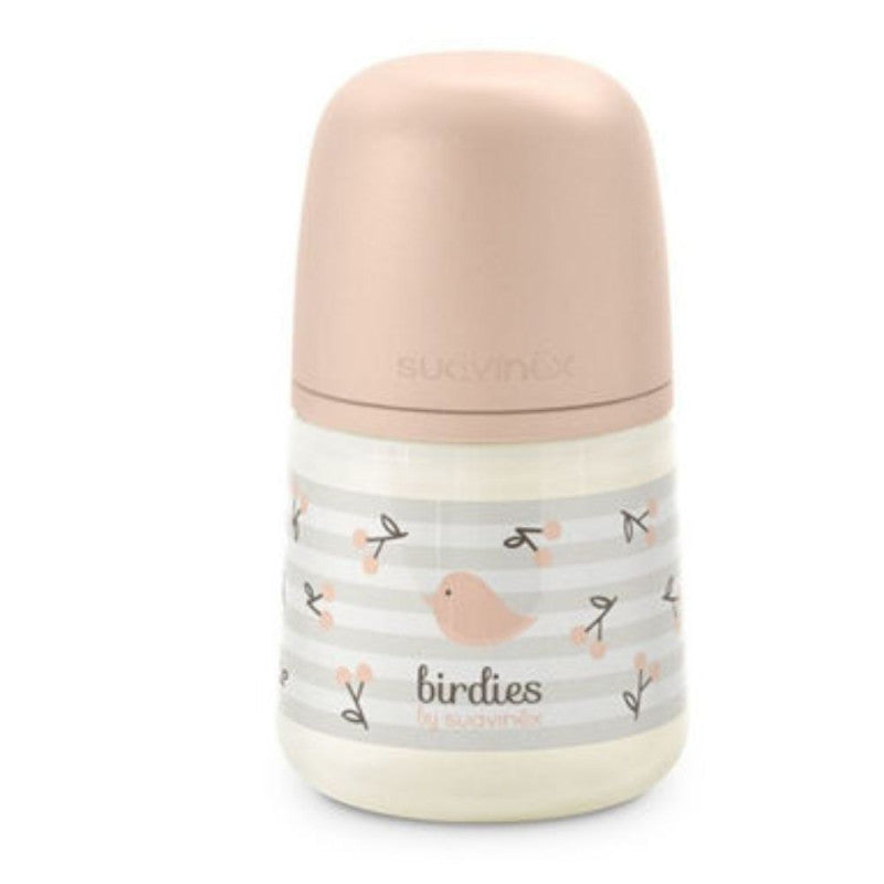 Suavinex Birdies Biberon Tettarella Simmetrica Flusso Lento 150 Ml Colore Rosa