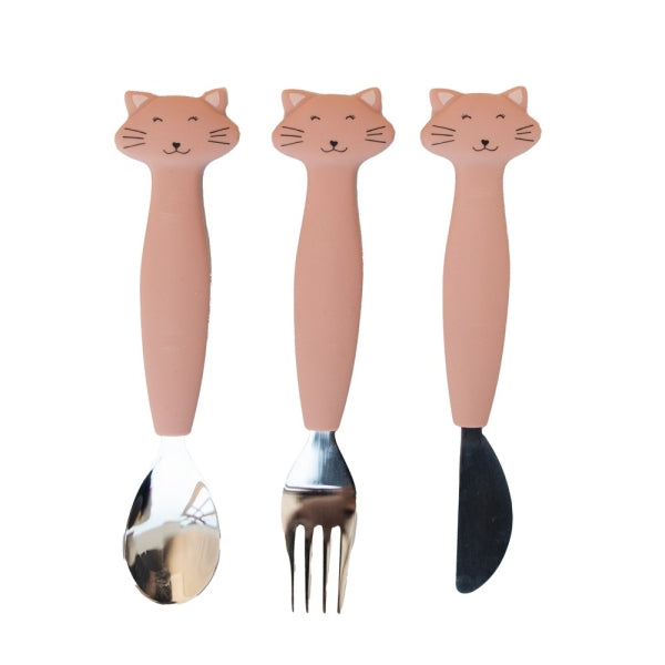 DiCa-Trixie - Set di 3 posate in silicone Mrs. Cat