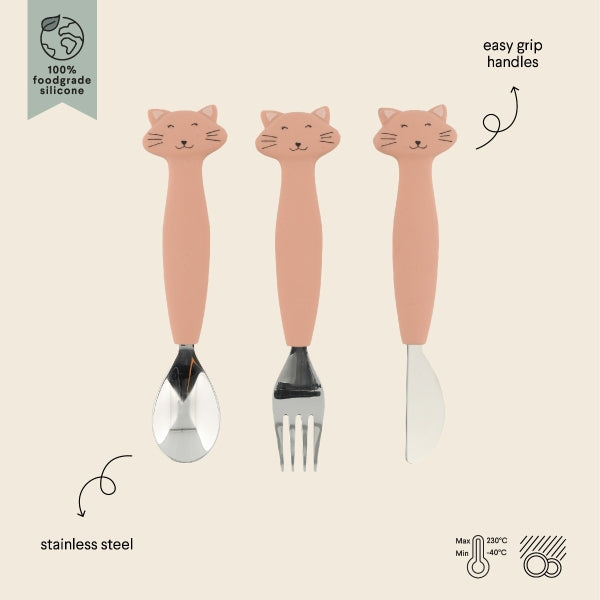 DiCa-Trixie - Set di 3 posate in silicone Mrs. Cat