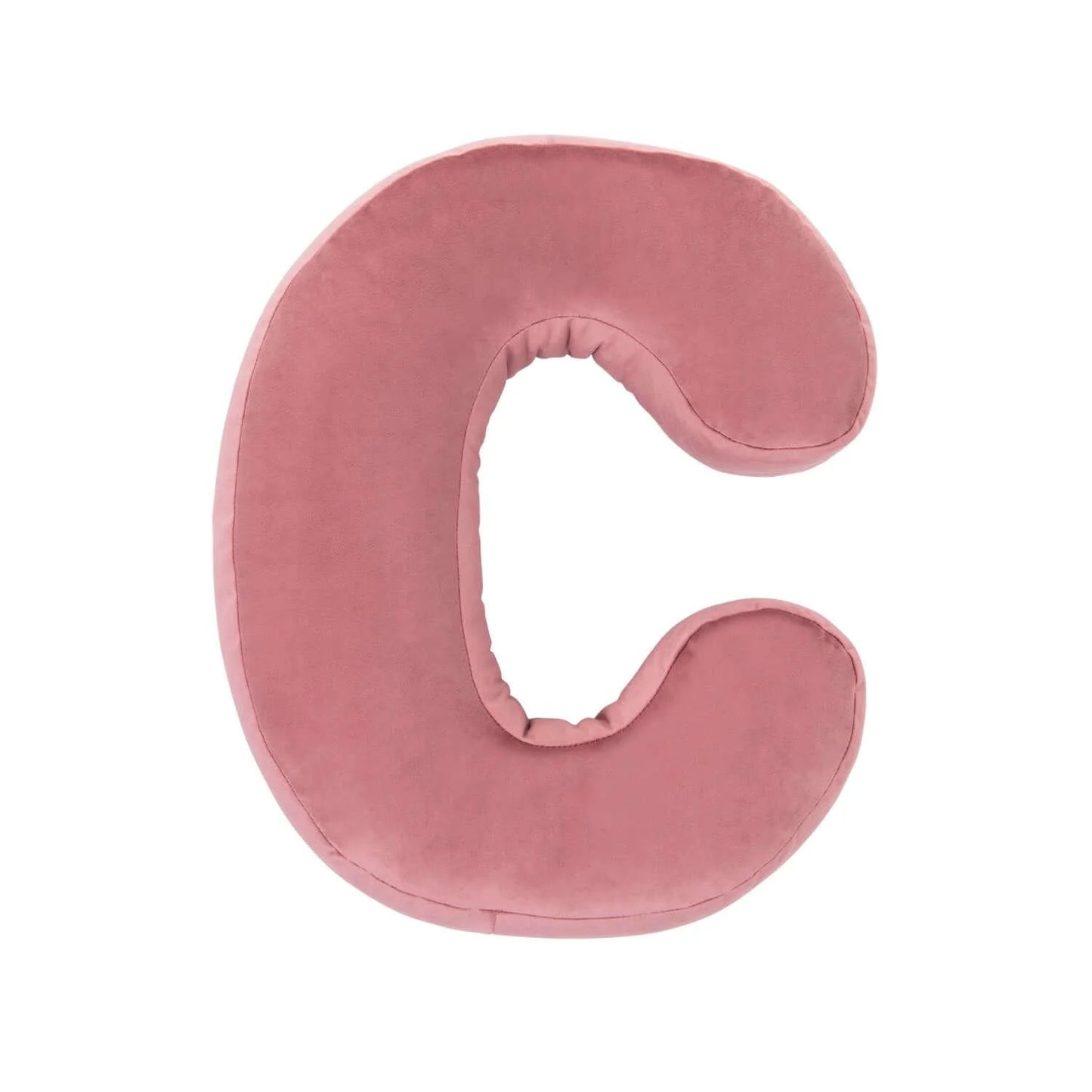 Cuscino con lettere in velluto C | Old Rose