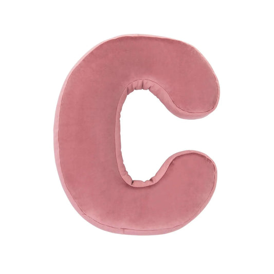 Cuscino con lettere in velluto C | Old Rose