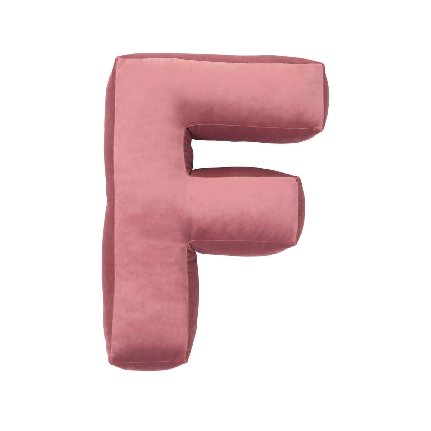 Cuscino con lettere in velluto F | Old Rose