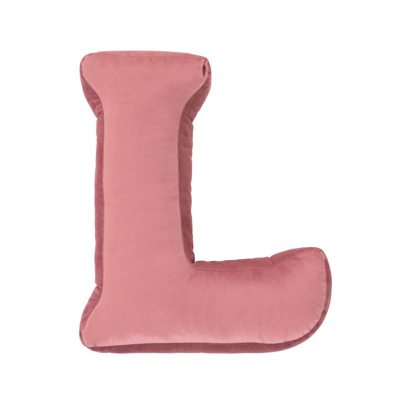 Cuscino con lettere in velluto L | Rose