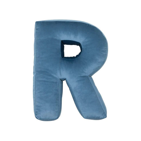 Cuscino con lettere in velluto R | Blue