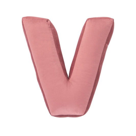 Cuscino con lettere in velluto V | Old Rose