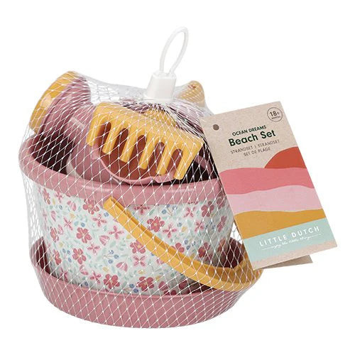 Set da spiaggia con fiori rosa, set da 5 pezzi