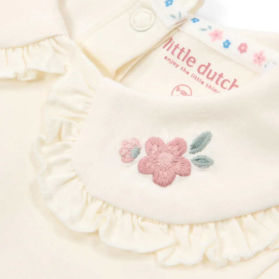 Little Dutch white short-sleeve collared shirt for kids, featuring a classic design and comfortable fit.