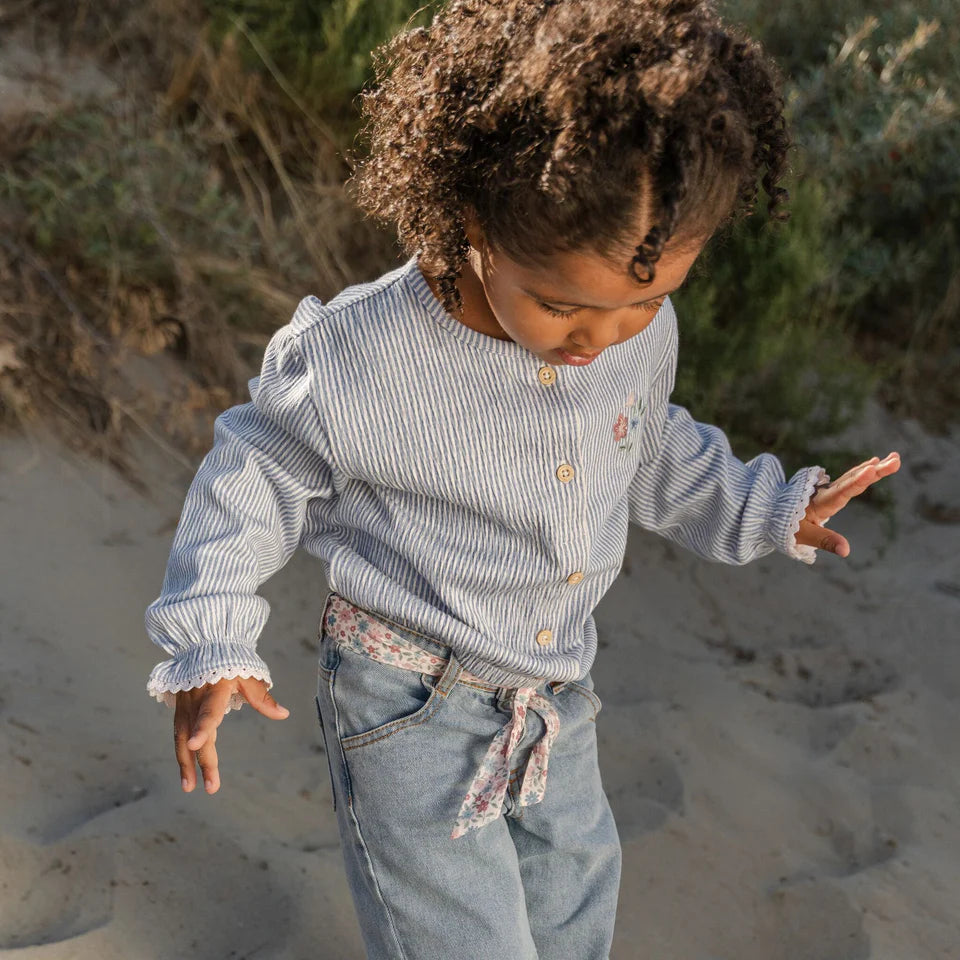 Camicetta - Manica lunga - Blu - Denim a righe blu