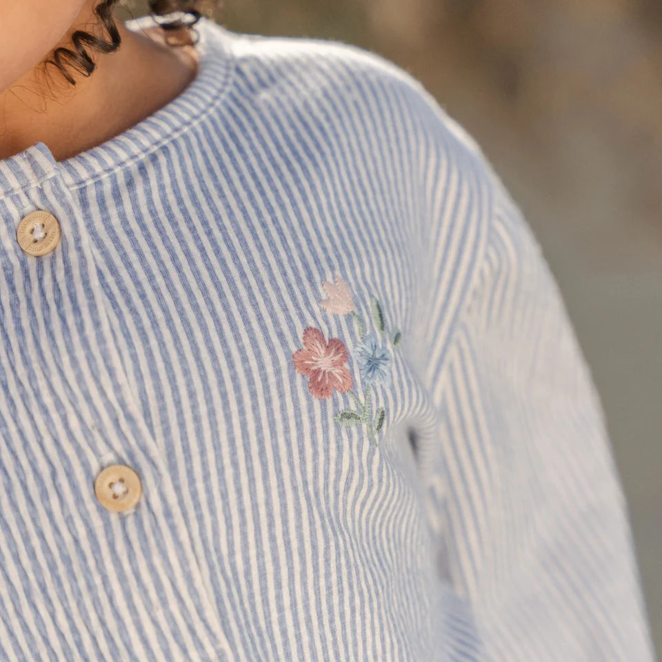 Camicetta - Manica lunga - Blu - Denim a righe blu