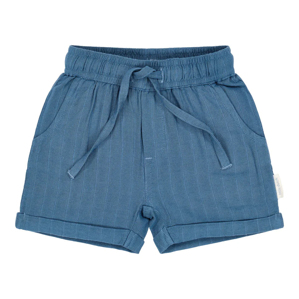 Pantaloncini effetto lino - Blu