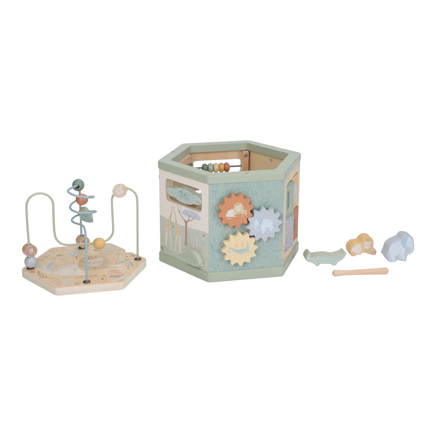 Cubo attività in legno - Verde