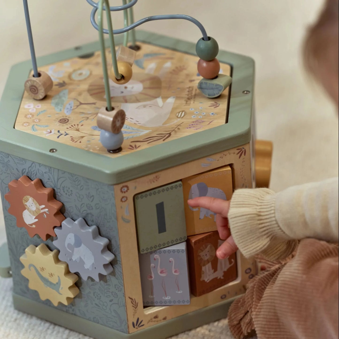 Cubo attività in legno - Verde