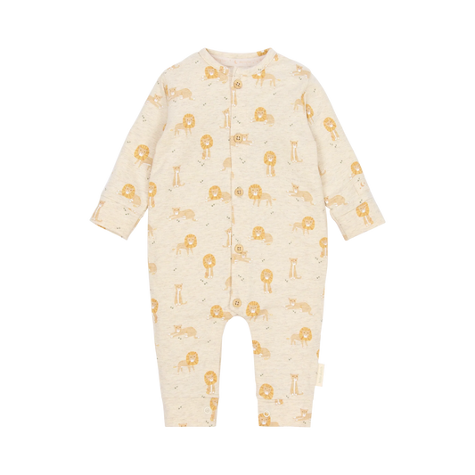 Little Dutch safari lion one-piece pajamas for children, featuring a playful lion print and cozy fabric for comfortable sleepwear.