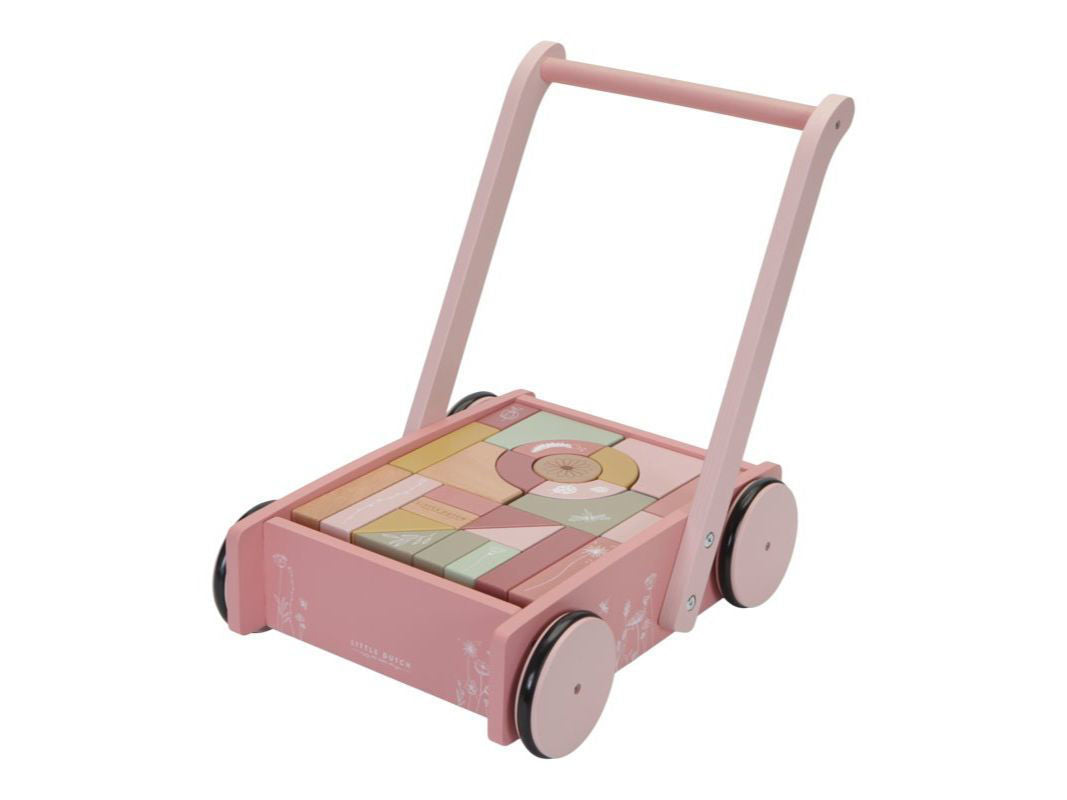 Carrellino primi passi con costruzioni Flower  - Block Trolley