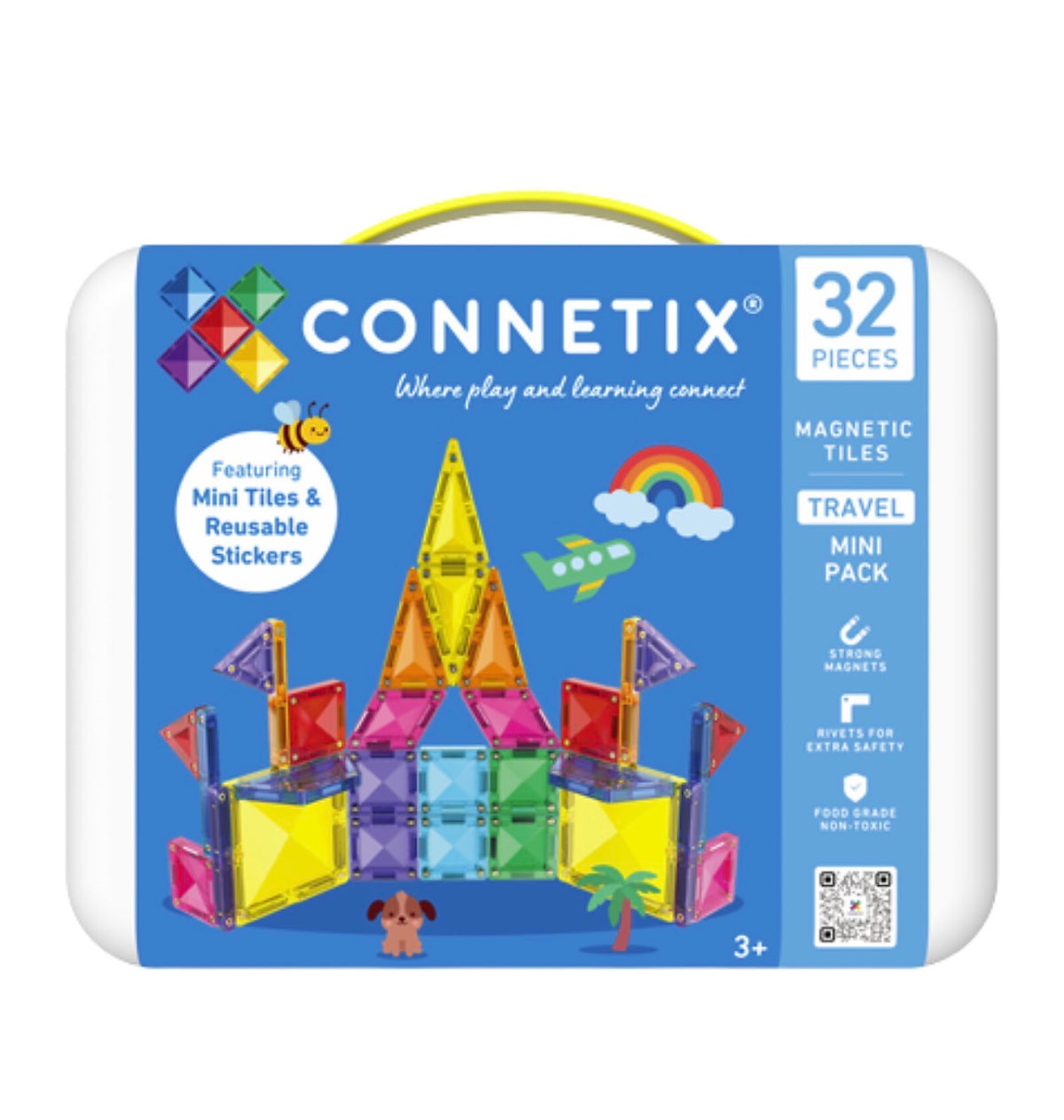 Connetix - 32 Pezzi - Mini Pack da Viaggio - 100% Plastica ABS Atossica - Apprendimento STEM!