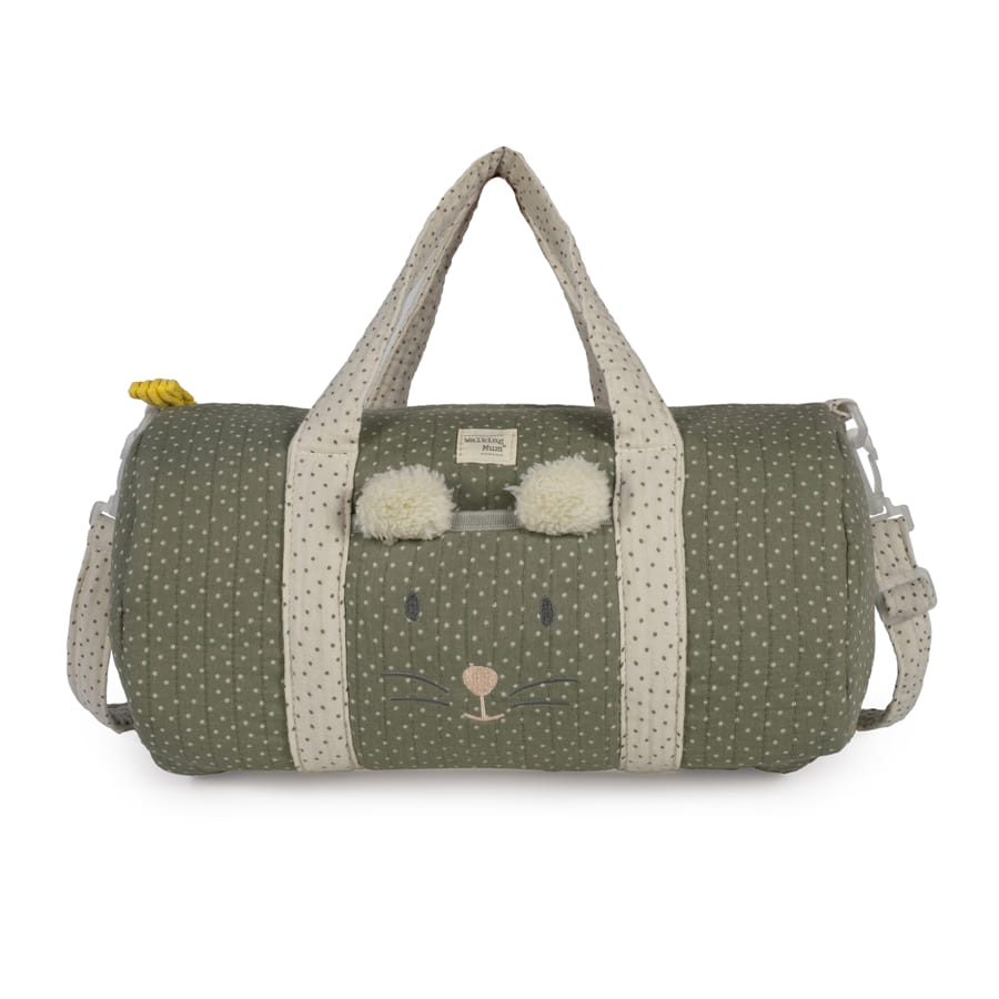 Borsa Weekend con peluche topo verde a pois- Walking mum