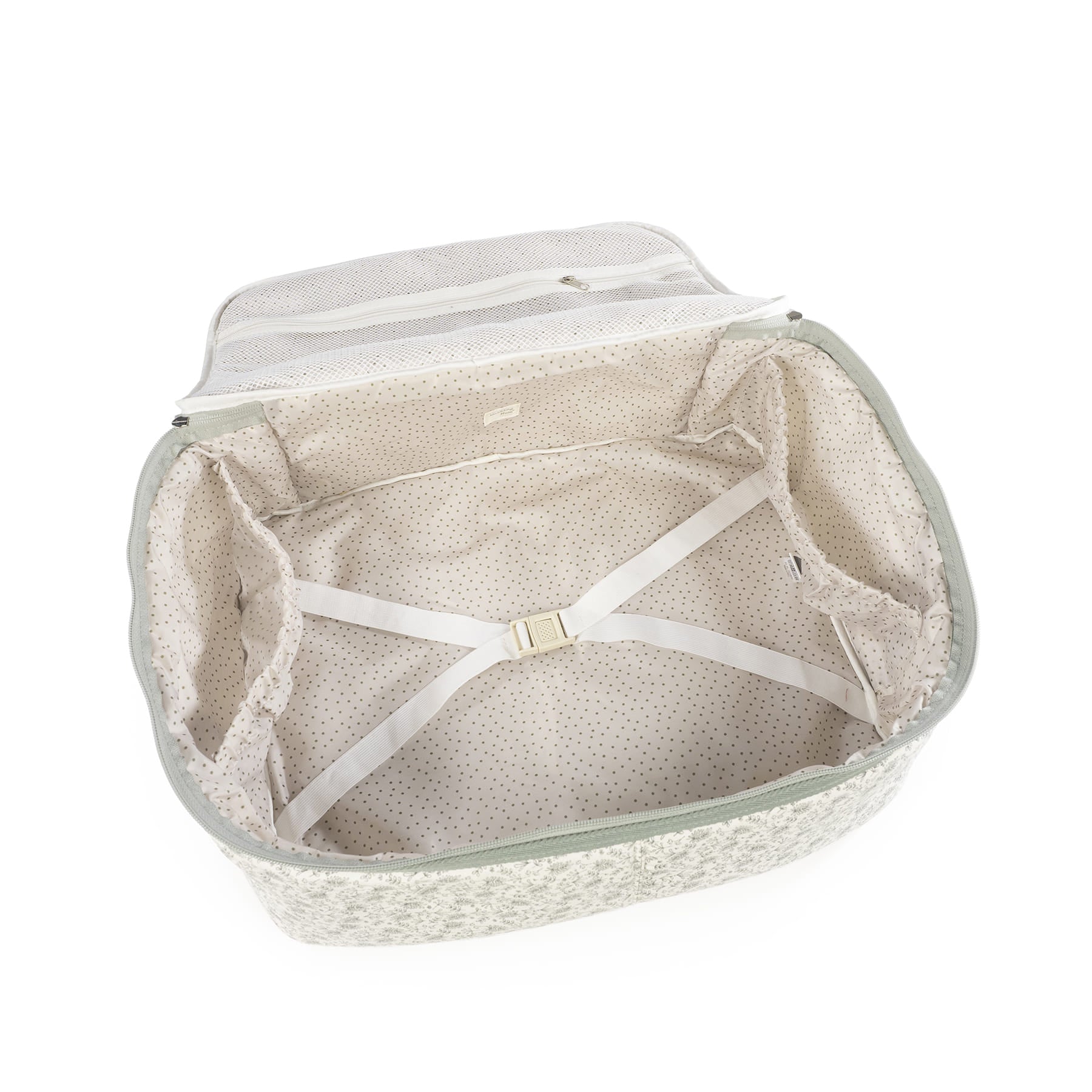 Walking Mum Valigia Gala Mint suitcase with hard shell, four wheels, and retractable handle, in mint green color.