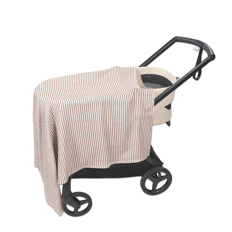 LENZUOLO CON ANGOLI PER NAVICELLA VICHY + MUSSOLA PRALINÉ STRISCE MOKA