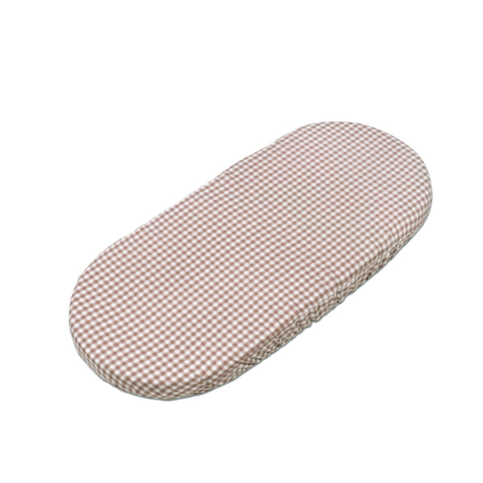 Set/ 2 Lenzuoli con angoli per navicella Pasito a Pasito WM Praliné Vichy/Strisce Moka