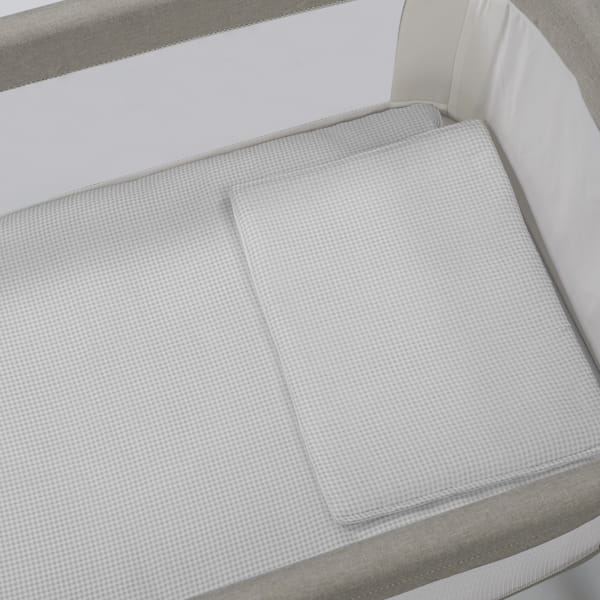 PIUMINO PER CULLA + LENZUOLO CON ANGOLI + CUSCINO 90X50 CM LITTLE BLOOM VICHY GRIGIO TOG 2,5