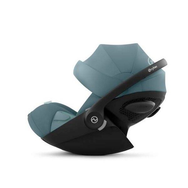 Cybex Cloud G i-Size Plus car seat installed in a vehicle, showing adjustable headrest and safety harness for infant car travel safety.
