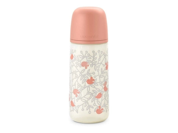 Biberon Birdies Con Tettarella Simmetrica A Flusso Medio 360 Ml Da 6 Mesi Rosa